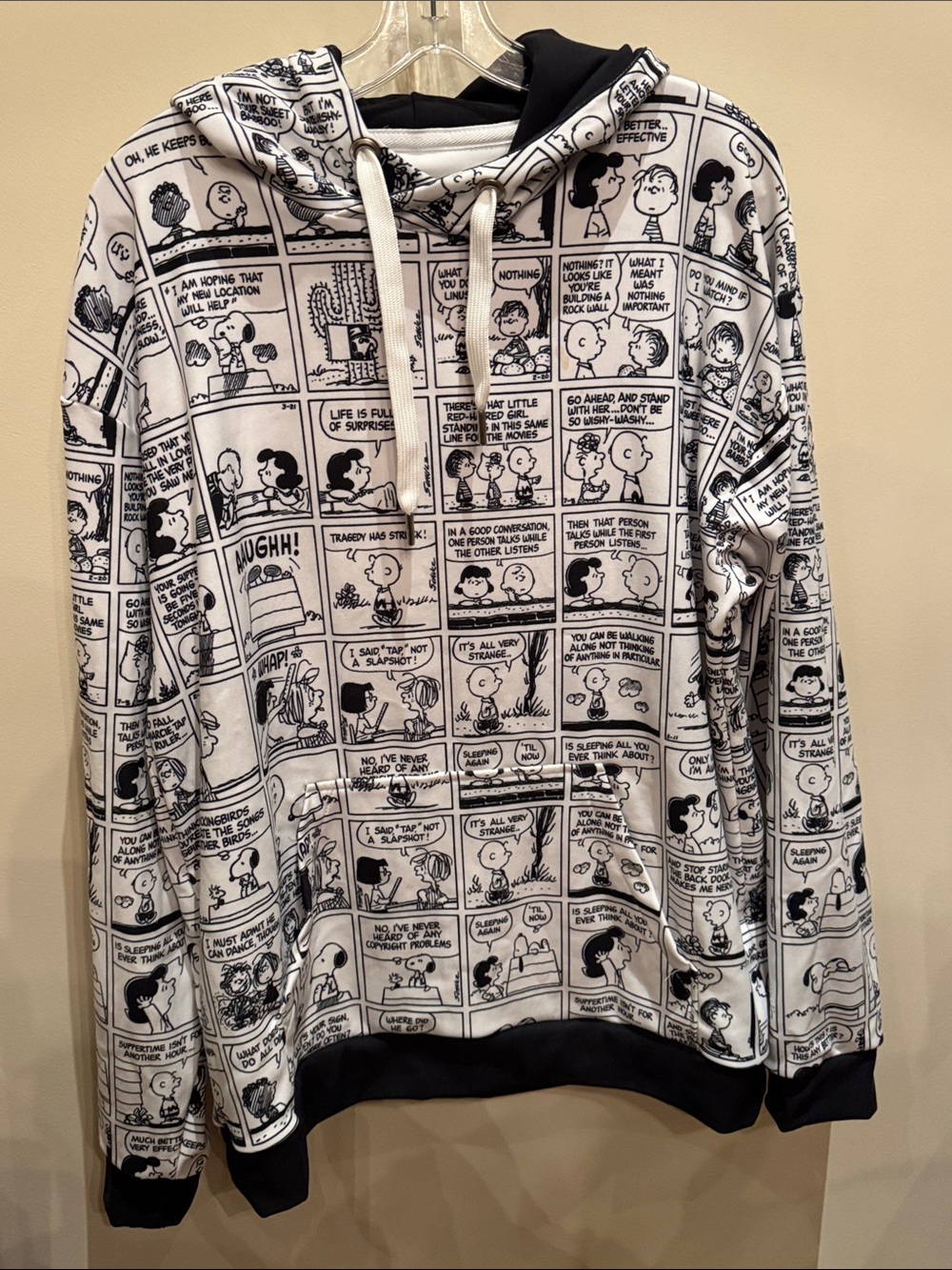 Comic-Strip Print Black & White Hooded Sweater